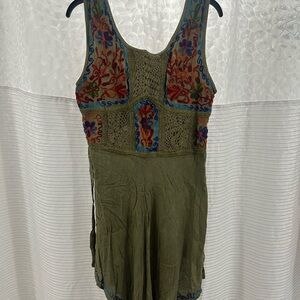 Shoreline Olive Green Embroidered Dress